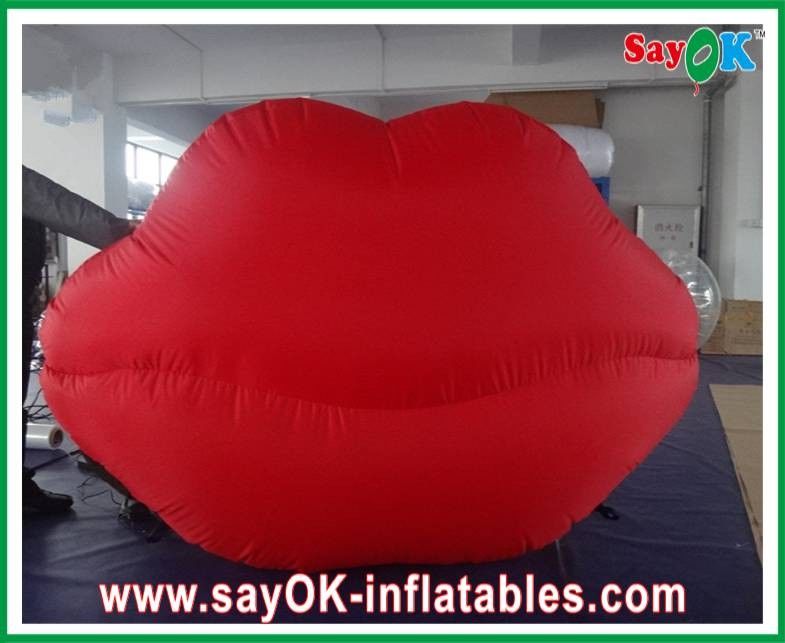 Red Unique Inflatable Lighting Lip Nylon Cloth CE Air Blower For Outdoor