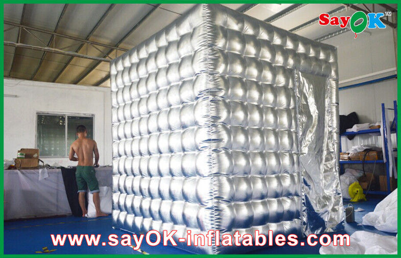 Inflatable Photo Booth Enclosure Led Lights Photo Booth Tent Sliver Inflatable Oxford Cloth / PVC