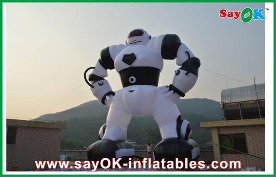 Karakter kartun berwarna putih / hitam, Robot berwarna kain Oxford