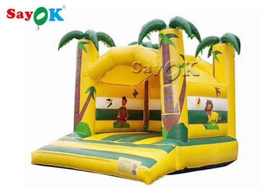 Tema Jungle Animal Kuning Bangunan Bouncy Inflatable Dengan Pencetakan Digital