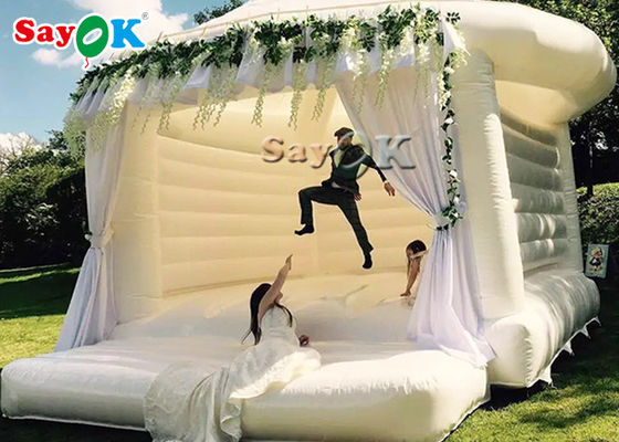 Commercial Inflatable Bounce untuk pesta pernikahan / White Bouncy Castle
