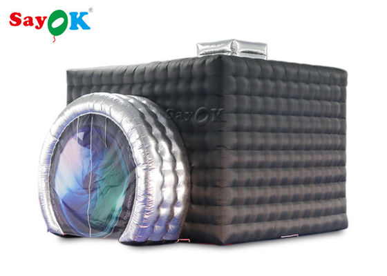 Tenda Photo Booth Berwarna Hitam + Perak dengan LED Untuk Pesta