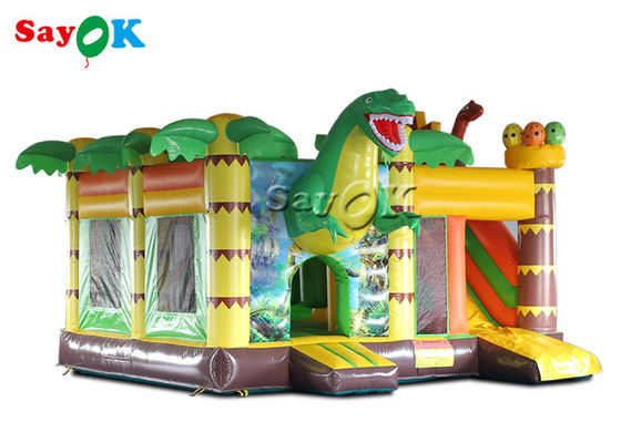 Komersial Dinosaur Party 5.3x5x3.4mH Inflatable Bouncer Slide