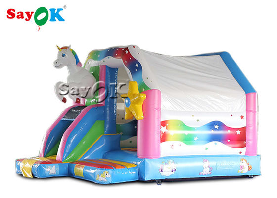 4.9x3.9x3.3 Pink Unicorn Inflatable Bounce Jumping House Untuk Anak