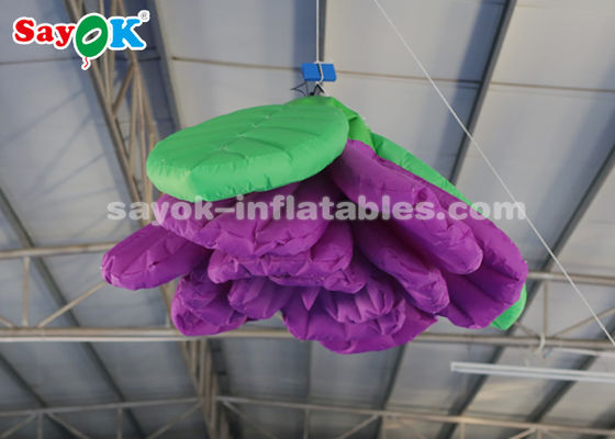 Ungu 2m Inflatable Pencahayaan Dekorasi Menggantung Bunga Mawar Untuk lobi Dekorasi panggung