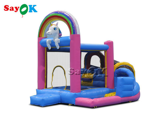Anak-anak kecil PVC unicorn bounce rumah indoor diledakkan naik trampolin