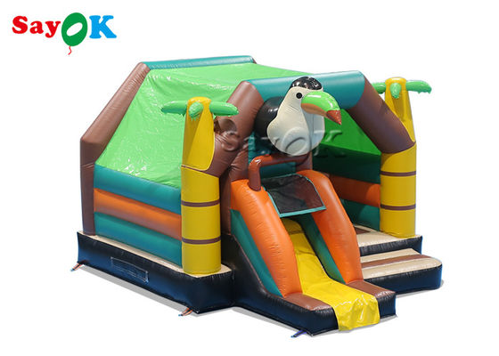 Warna-warni Tucan Jumping Bouncy Castle Tempat Tidur Hewan Tema Woodpecker Bounce House Slide Combo