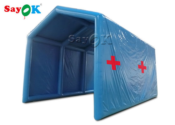 Tenda Bingkai Tiup Kain Oxford Biru Di Luar Tenda Dekontaminasi Tiup Stasiun Sanitasi Saluran Desinfeksi