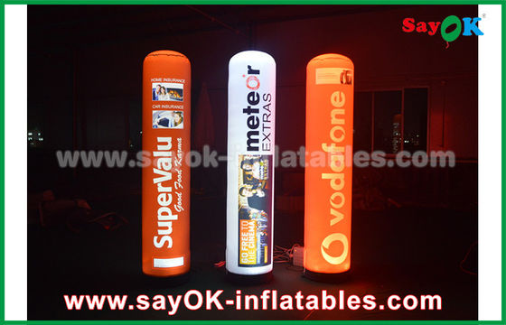 190T Nylon Kain Inflatable Pencahayaan Dekorasi, 2m Iklan Pilar Inflatable Dengan Pencahayaan LED