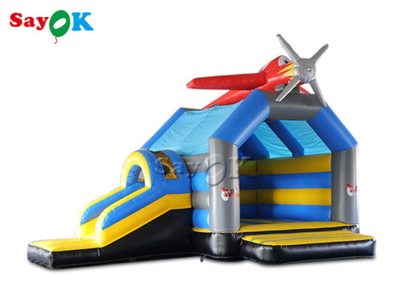 Airplane Inflatable Jumping Bouncer Castle Dengan Slide Air