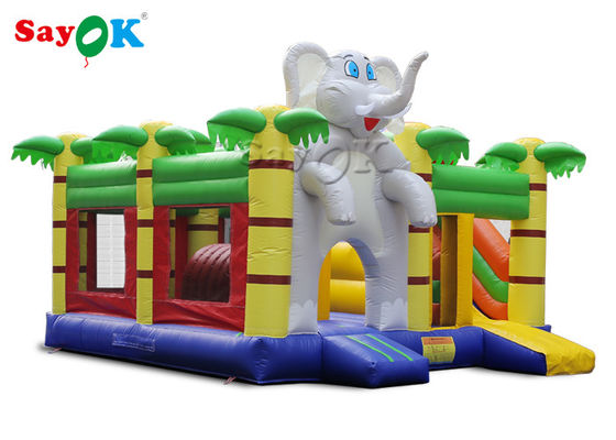Rumah Mini Gajah Kartun Bouncer Inflatable Castle Untuk Anak-anak Partai