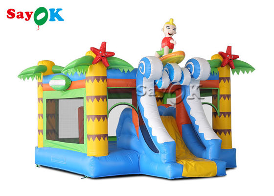 Palm Tree Inflatable Jumping Castle Dengan Surf Boy Tropical Slide