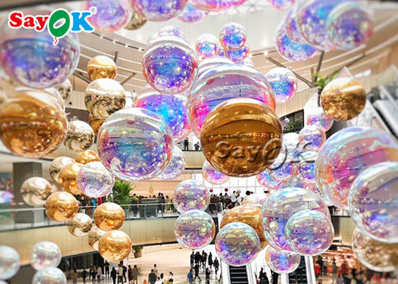 Emas Dan Perak 2.5m Waterproof Inflatable Mirror Ball Untuk Pesta