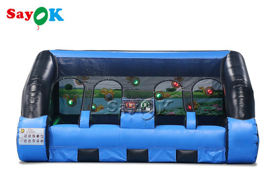 4.5x5x2.6mH Bentuk Mobil Inflatable IPS Sistem Menembak Galeri Game Hitam Dan Biru